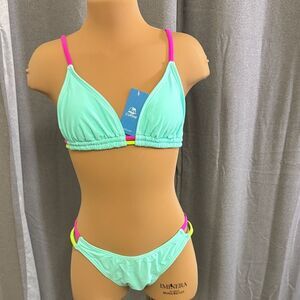 CUPSHE Aqua and Pink Bikini Set